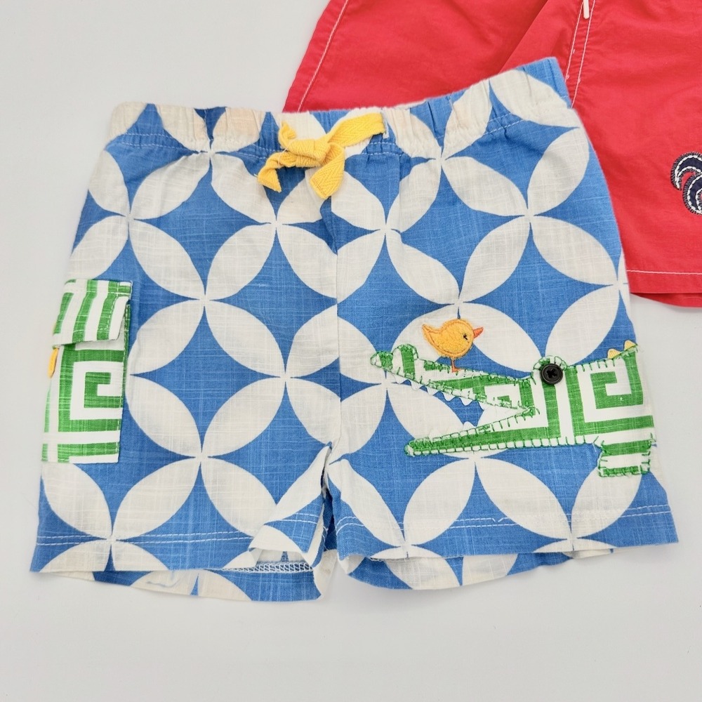 Mudpie Boutique Baby Boy 3 Pair Lot Swim Trunk Shorts 6-12M Shark Crab Alligator - Picture 4 of 9